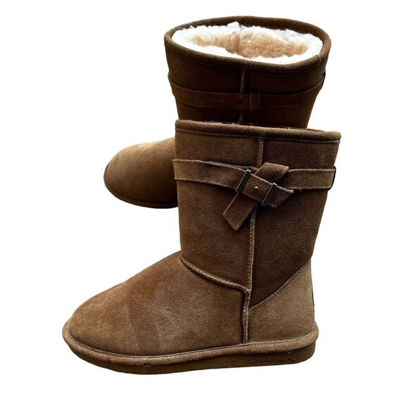 BEARPAW Shoes - Bearpaw Val Brown Suede Wool Sheepskin Lined Winter Boots Shoes Womens Size 10